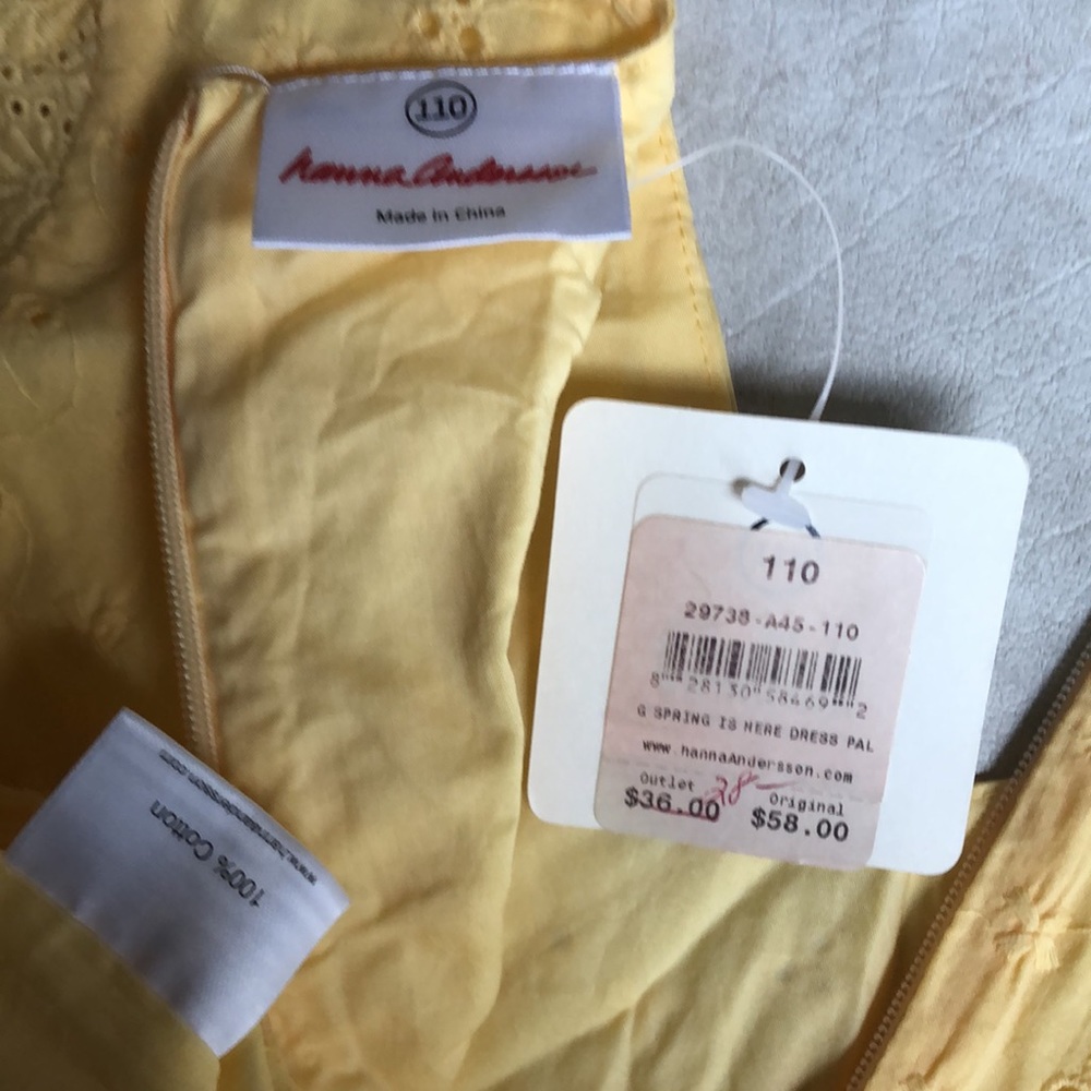 Hanna Andersson Yellow Eyelet Cotton Sundress Spring Dress Size 110cm 4-6Yrs - Picture 4 of 15